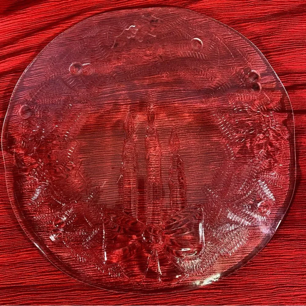 Pilgrim Glass Christmas Vintage Serving Platter Holiday Glassware